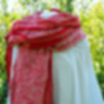 Miniature : Écharpe rouge Kantha, motif blanc, 95x200cm