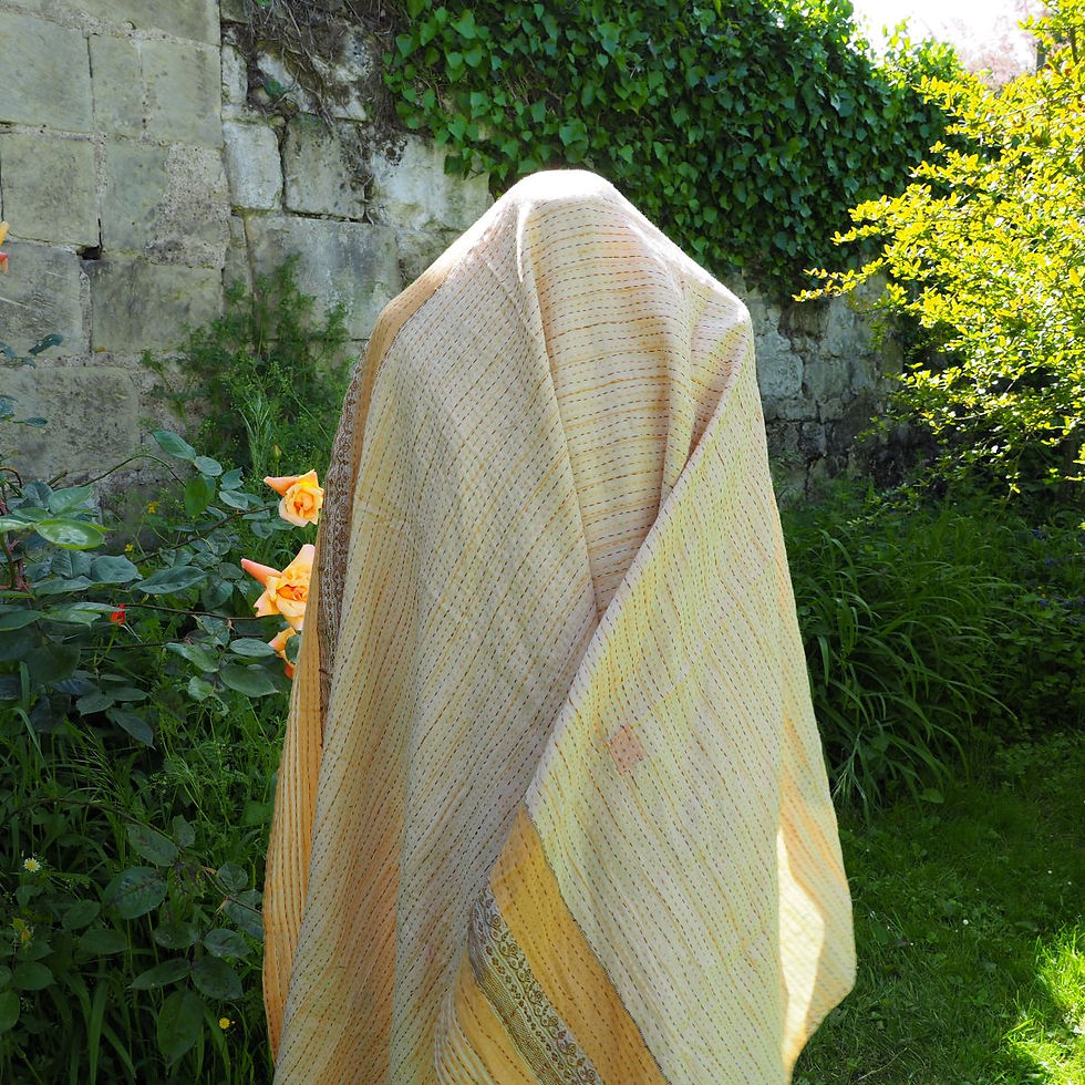Miniature : Étole Kantha Salma Extra Large en Coton Recyclé – Brodée à la Main