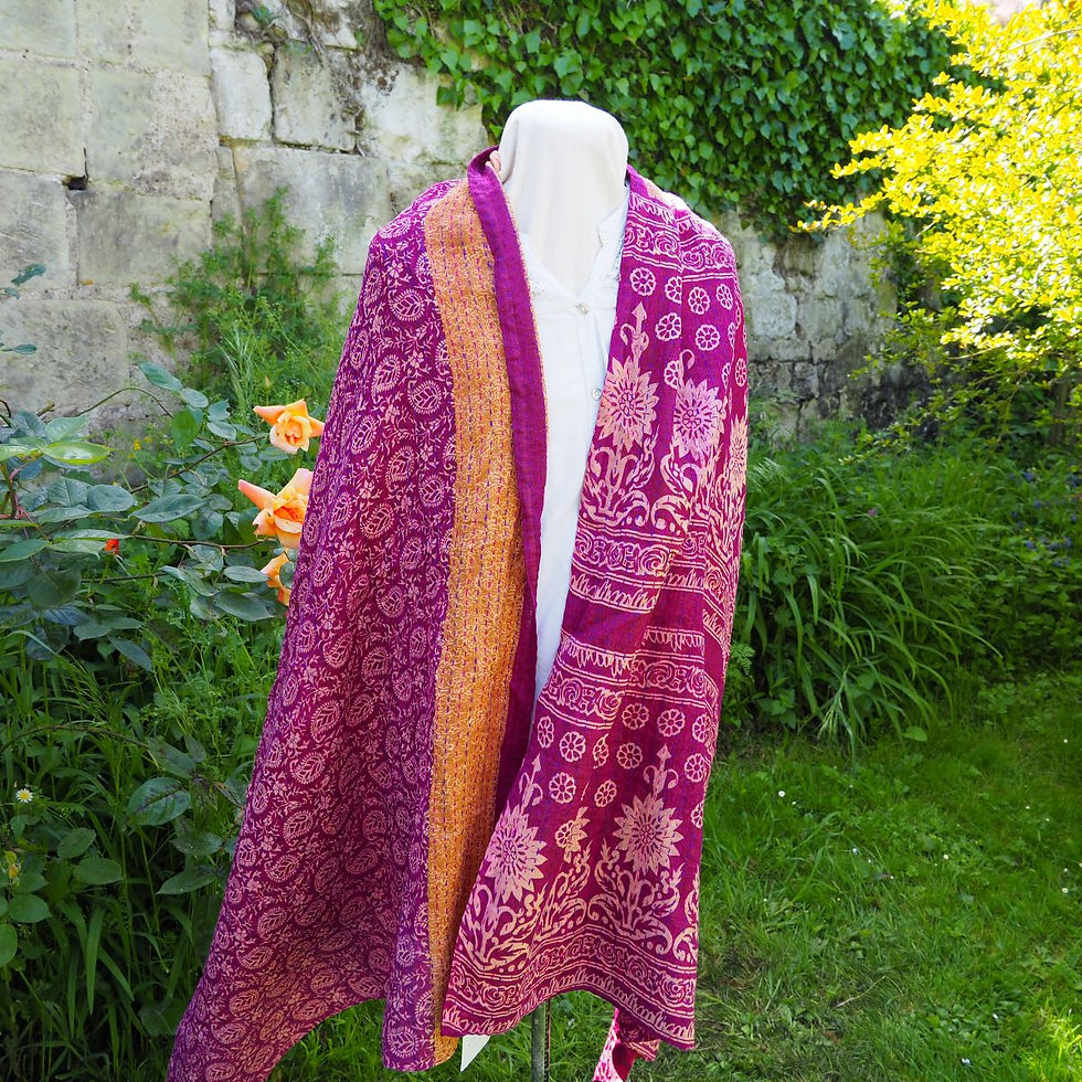Miniature : Étole Kantha Salma Extra Large en Coton Recyclé – Brodée à la Main