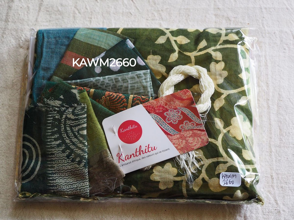 Miniature : Kits broderie Kawandi – les verts - 30x30 cm