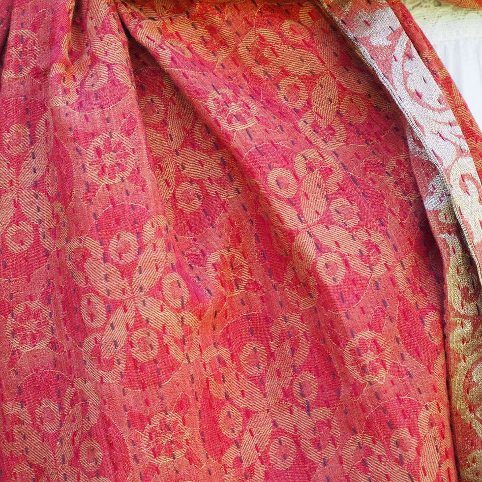 Miniature : Étole Kantha Salma Extra Large en Coton Recyclé – Brodée à la Main