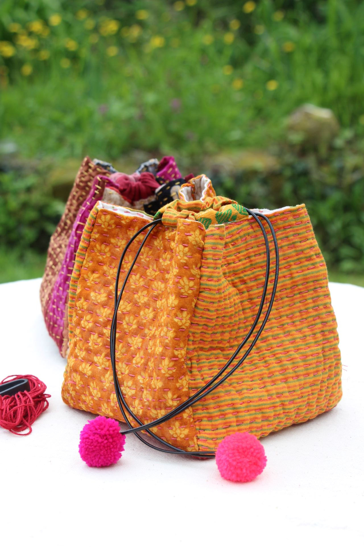Kit broderie Kantha – Sac Komebukuro (15x15x15 cm)