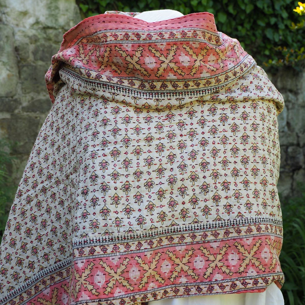 Miniature : Étole Kantha Salma Extra Large en Coton Recyclé – Brodée à la Main
