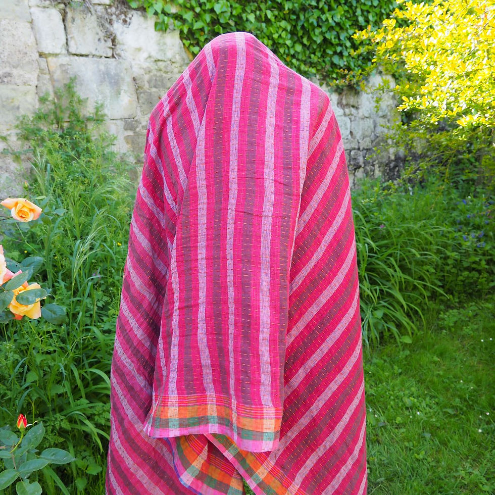 Miniature : Étole Kantha Salma Extra Large en Coton Recyclé – Brodée à la Main