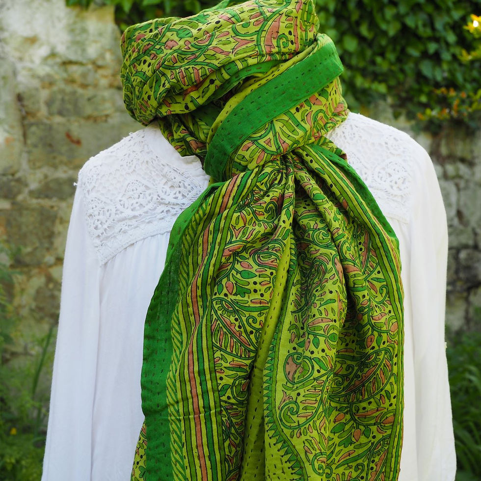 Miniature : Étole Kantha Salma Extra Large en Coton Recyclé – Brodée à la Main