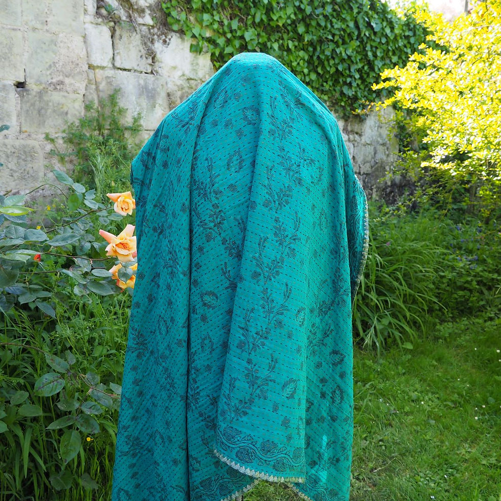 Miniature : Étole Kantha Salma Extra Large en Coton Recyclé – Brodée à la Main