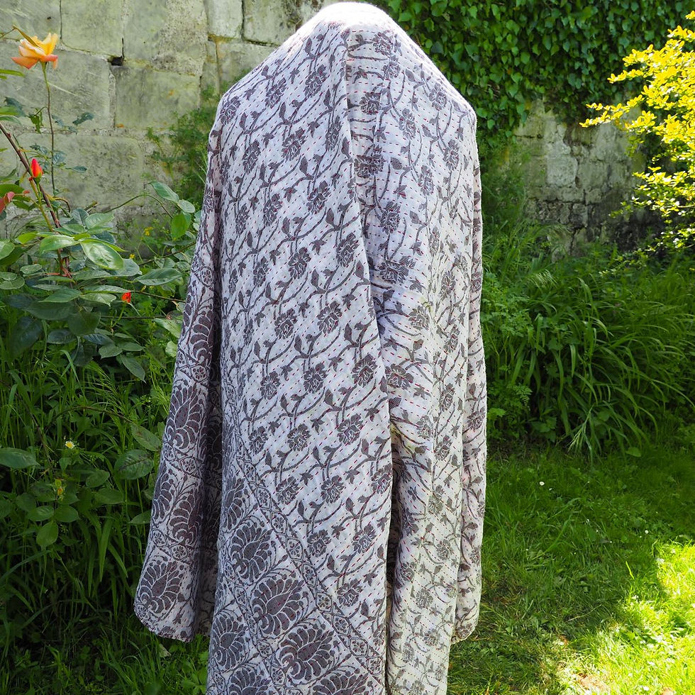 Miniature : Étole Kantha Salma Extra Large en Coton Recyclé – Brodée à la Main