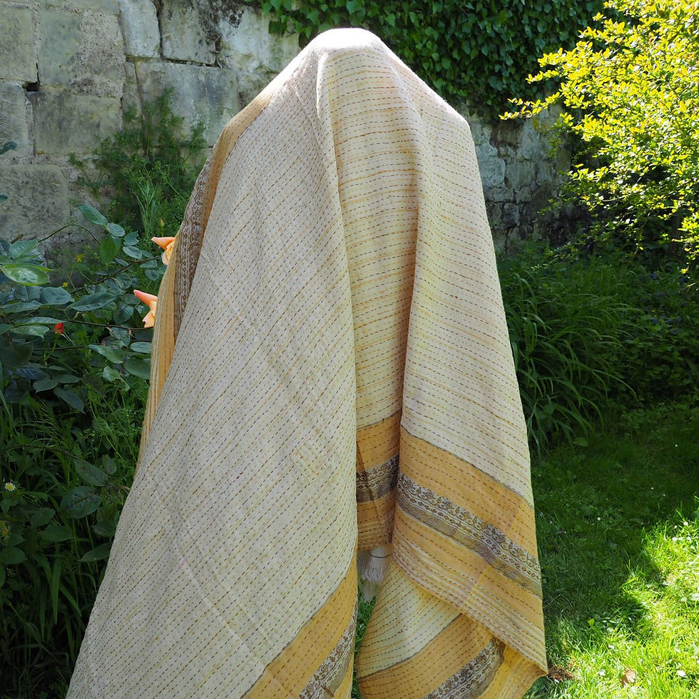 Miniature : Étole Kantha Salma Extra Large en Coton Recyclé – Brodée à la Main