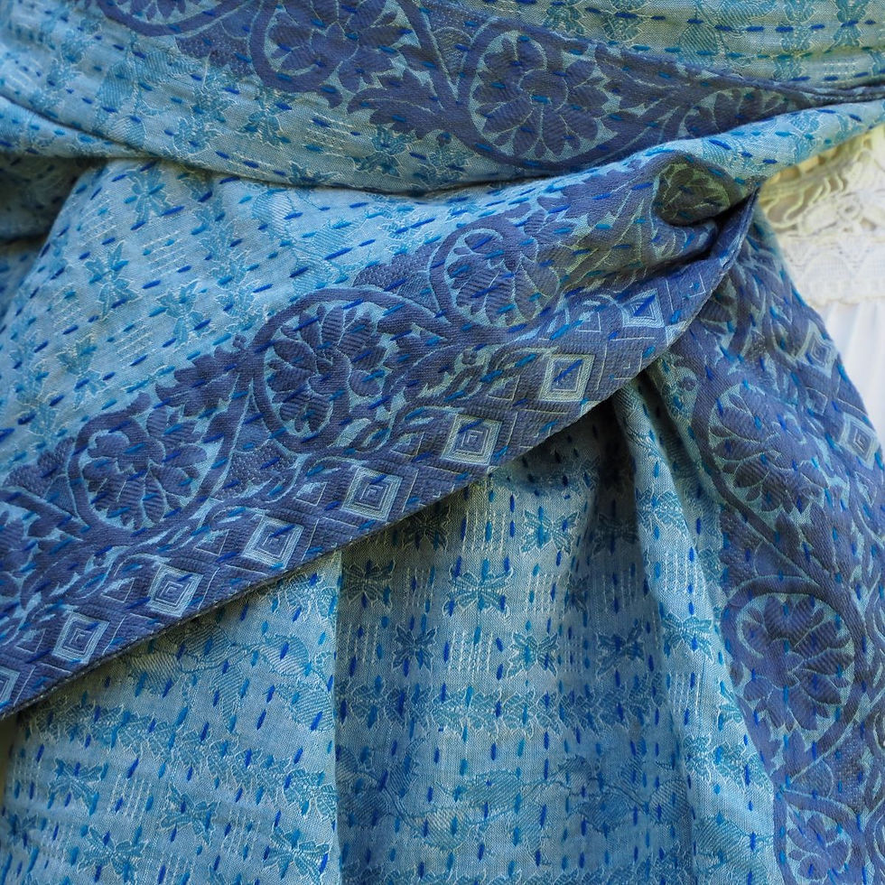Miniature : Étole Kantha Salma Extra Large en Coton Recyclé – Brodée à la Main
