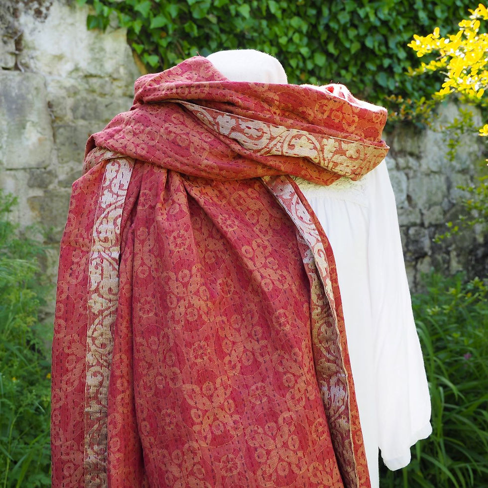 Miniature : Étole Kantha Salma Extra Large en Coton Recyclé – Brodée à la Main