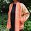 Miniature : Veste Kantha brodée, style kimono, détails orange