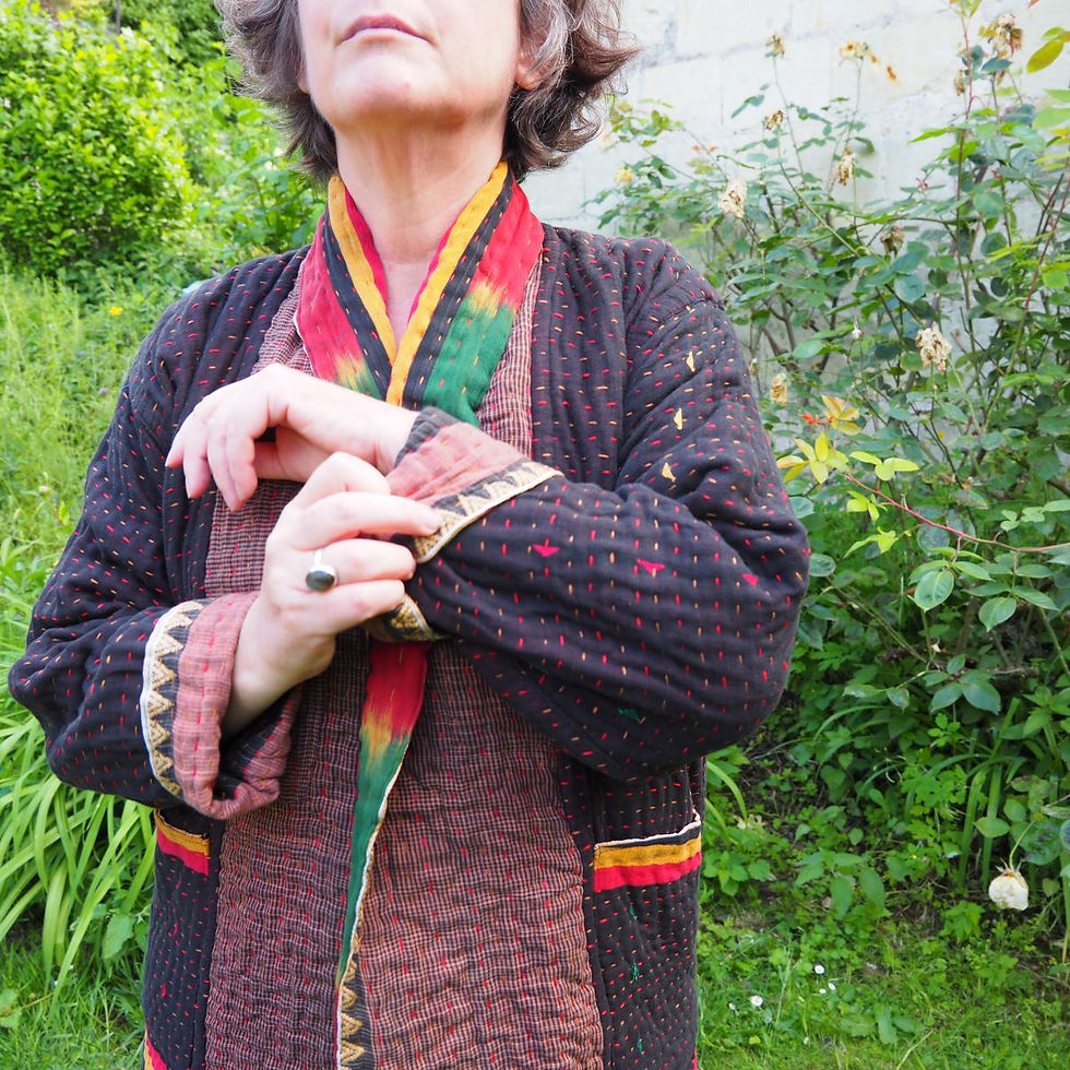 Miniature : Veste Kantha Rina réversible en saris de coton recyclés - 38/40