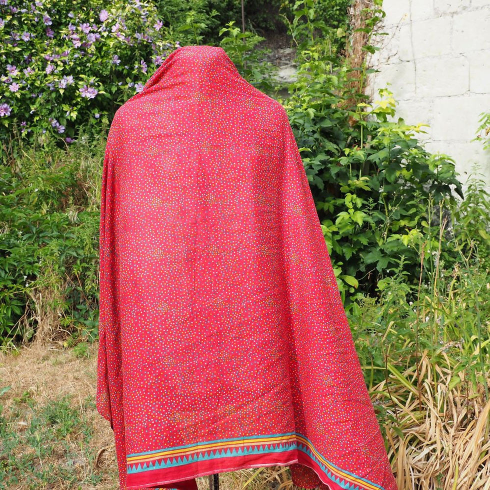 Miniature : Écharpe large en coton en sari recyclé – Étole artisanale éthique et un