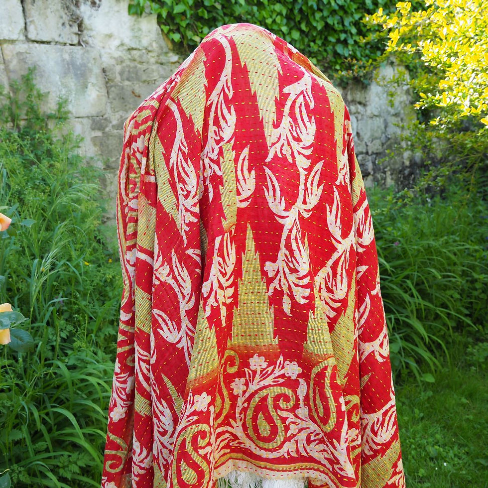 Miniature : Étole Kantha Salma Extra Large en Coton Recyclé - brodée à la main