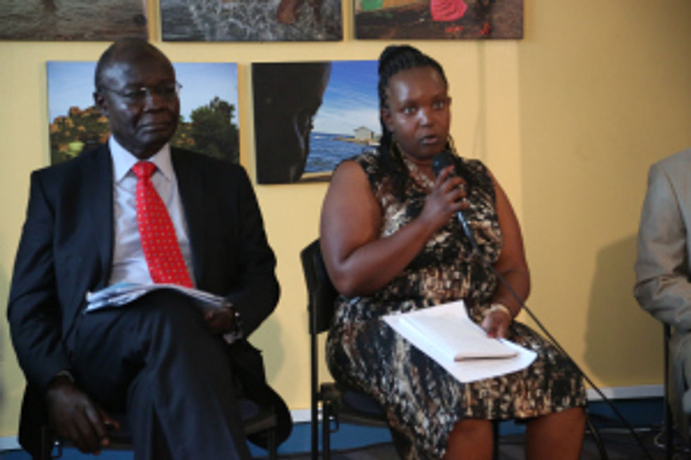 Dr. Sobbie Mulindi of NACC and Peninah Mwangi, a representative of sex workers, participating in a health forum in Nairobi recently.