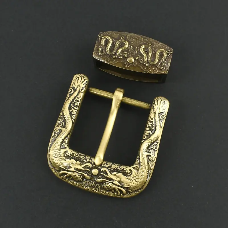 Miniatura: Deepeel 40mm Pure Brass Belt Head Men's Copper Vintage Dragon Belts Pin Buckle