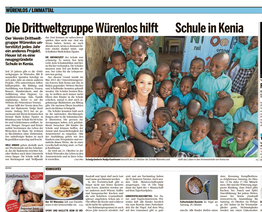 2019  Drittweltgruppe Würenlos hilft Schule in Kenia (Seite 20-21)