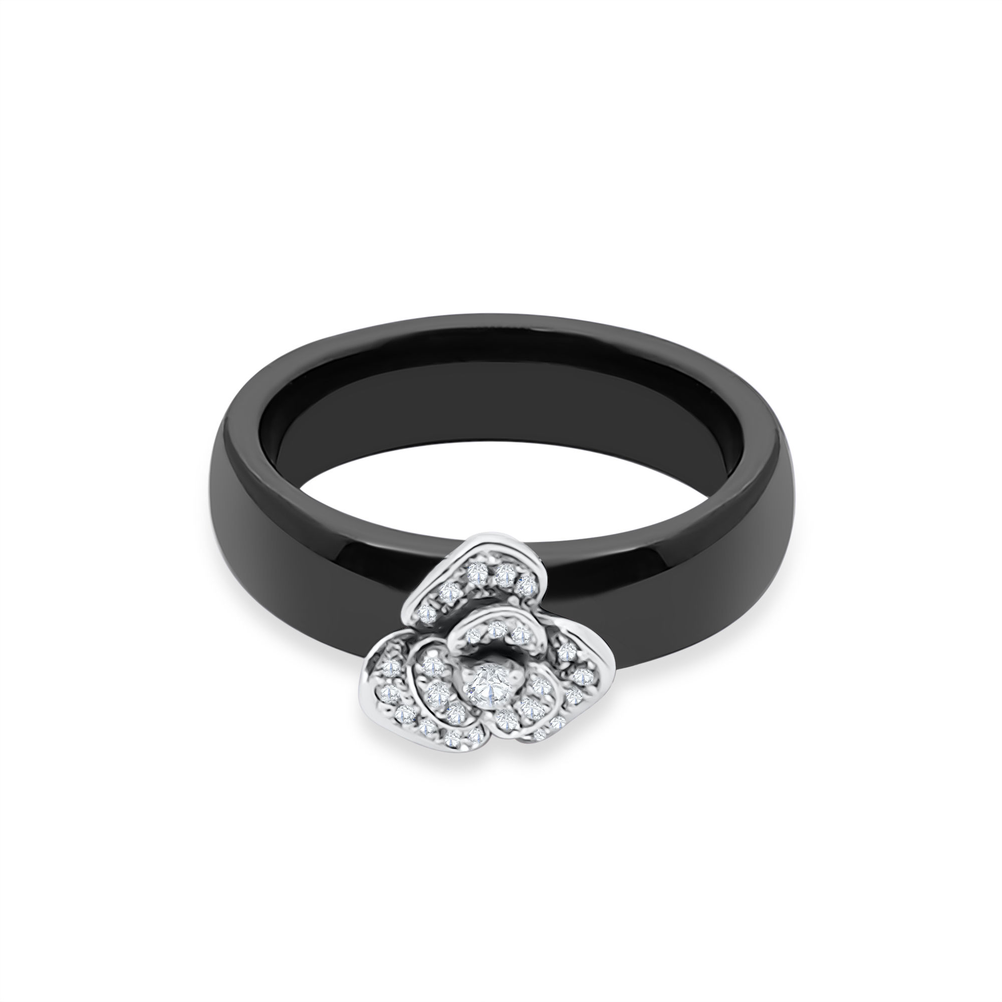 Ceramic Ring with Diamonds