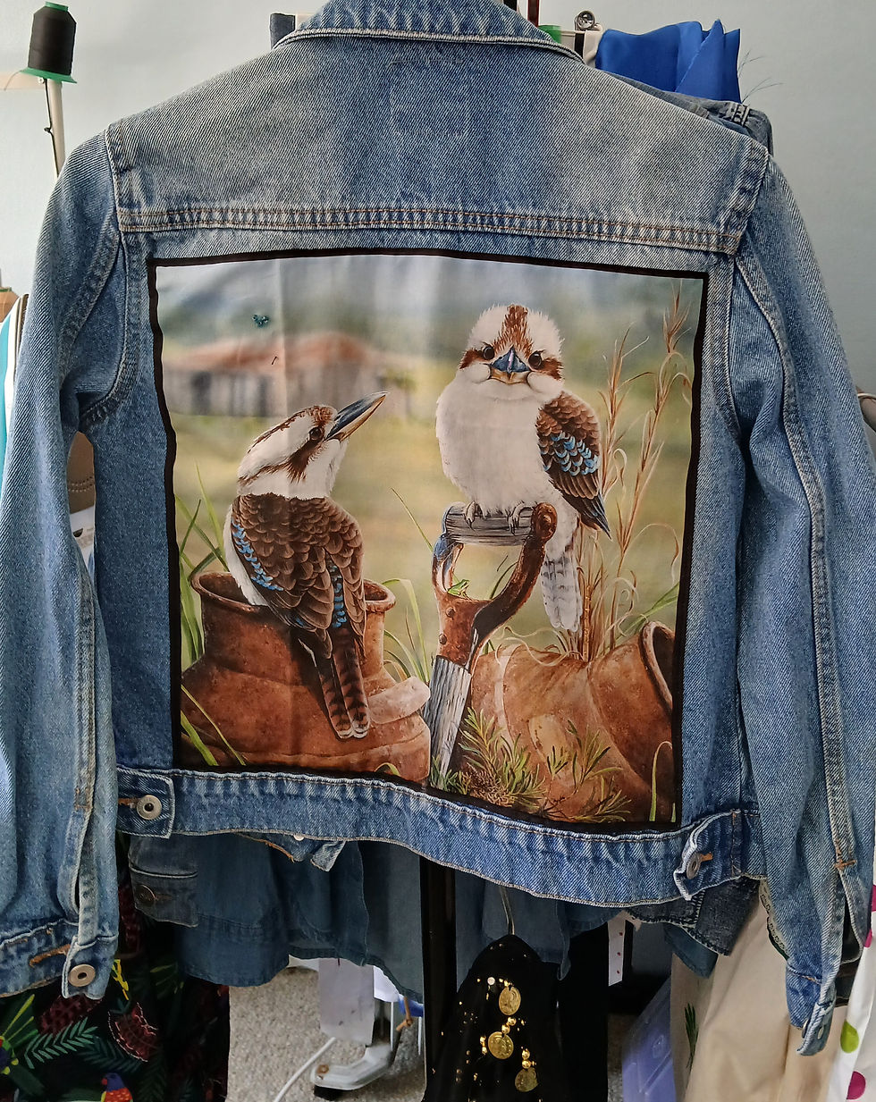 Thumbnail: Denim Jacket Blue With Kookaburra Design