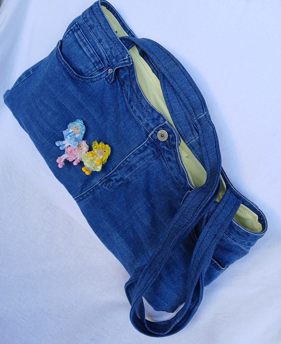 Denim Bag with Dolls accents