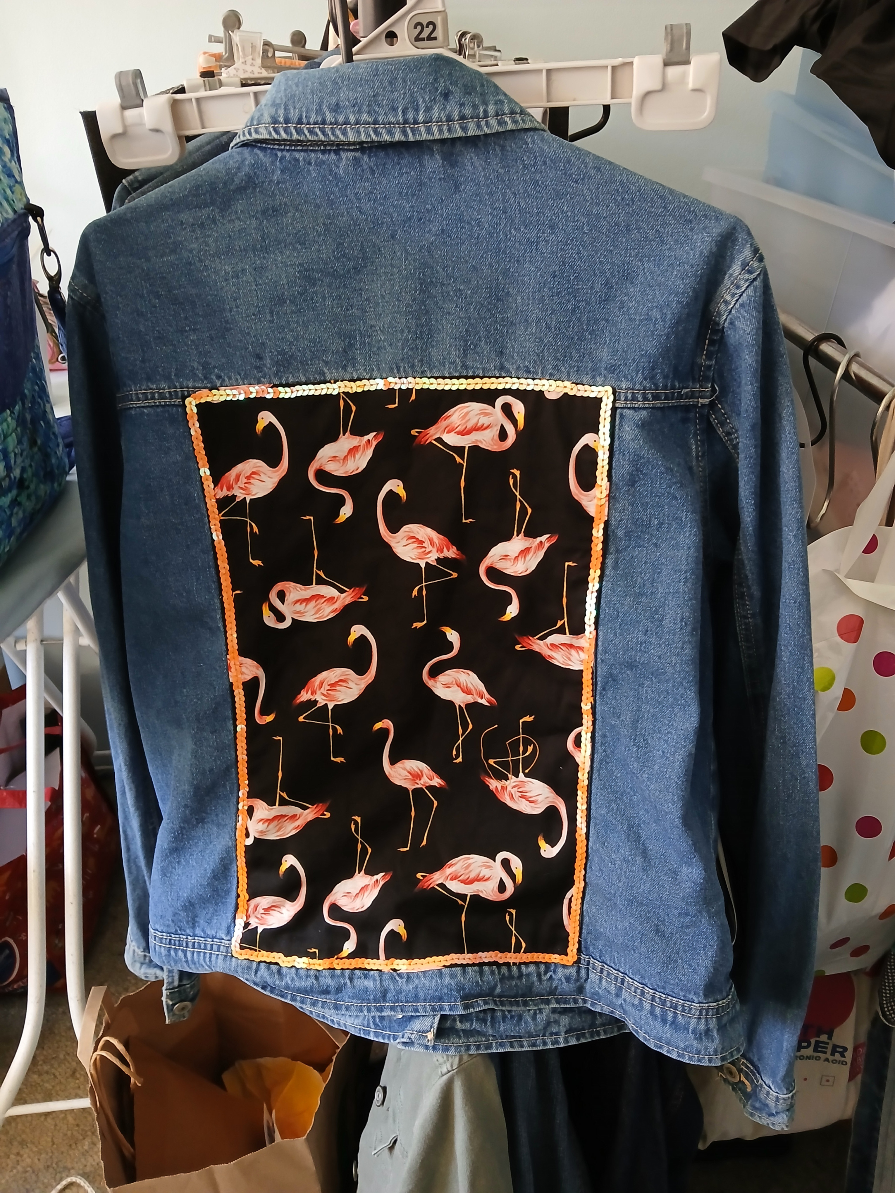 JKI Denim Jacket Blue - Flamingo Design - JKI