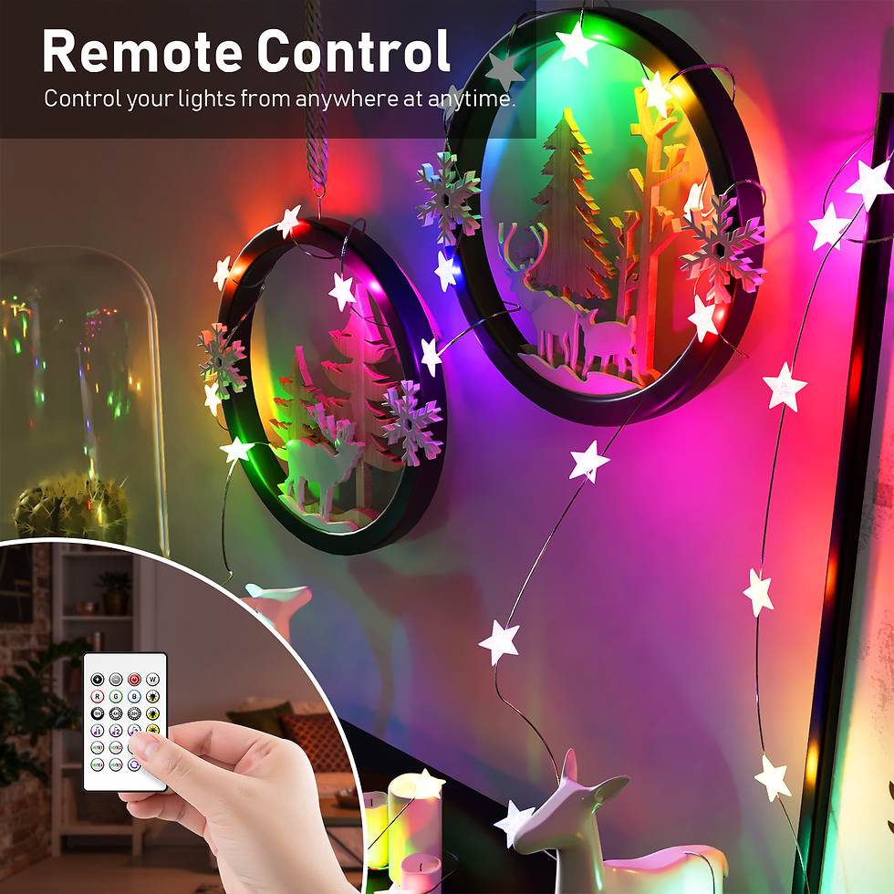 Thumbnail: Tree & Bell Shaped 20 Lamp Smart BLE LED Fairy String Lights - USB Power