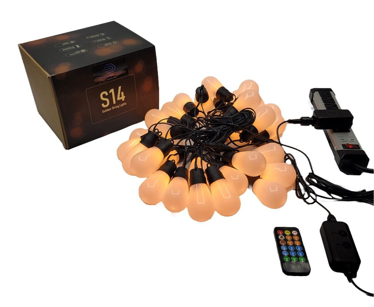 Diffused Warm White 30 Lamp 42.6 Foot Smart BLE LED S14 String Lights 120VAC