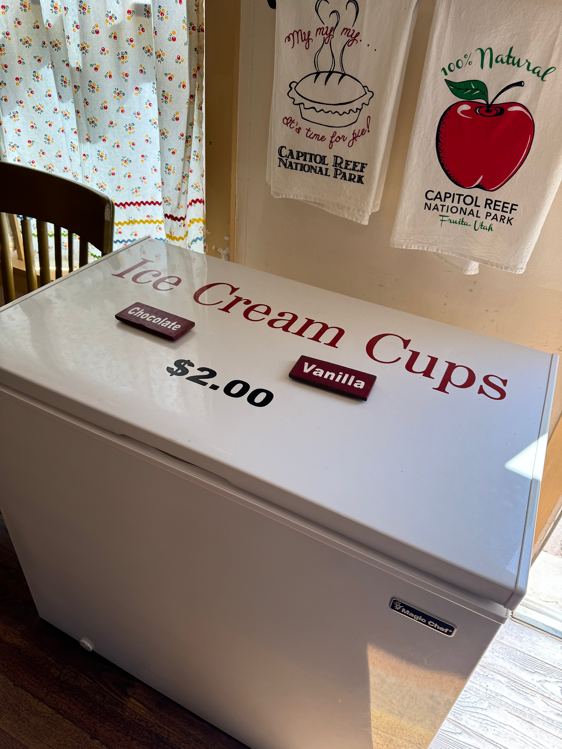 I cream freezer at Gifford House in Capitol Reef National Park