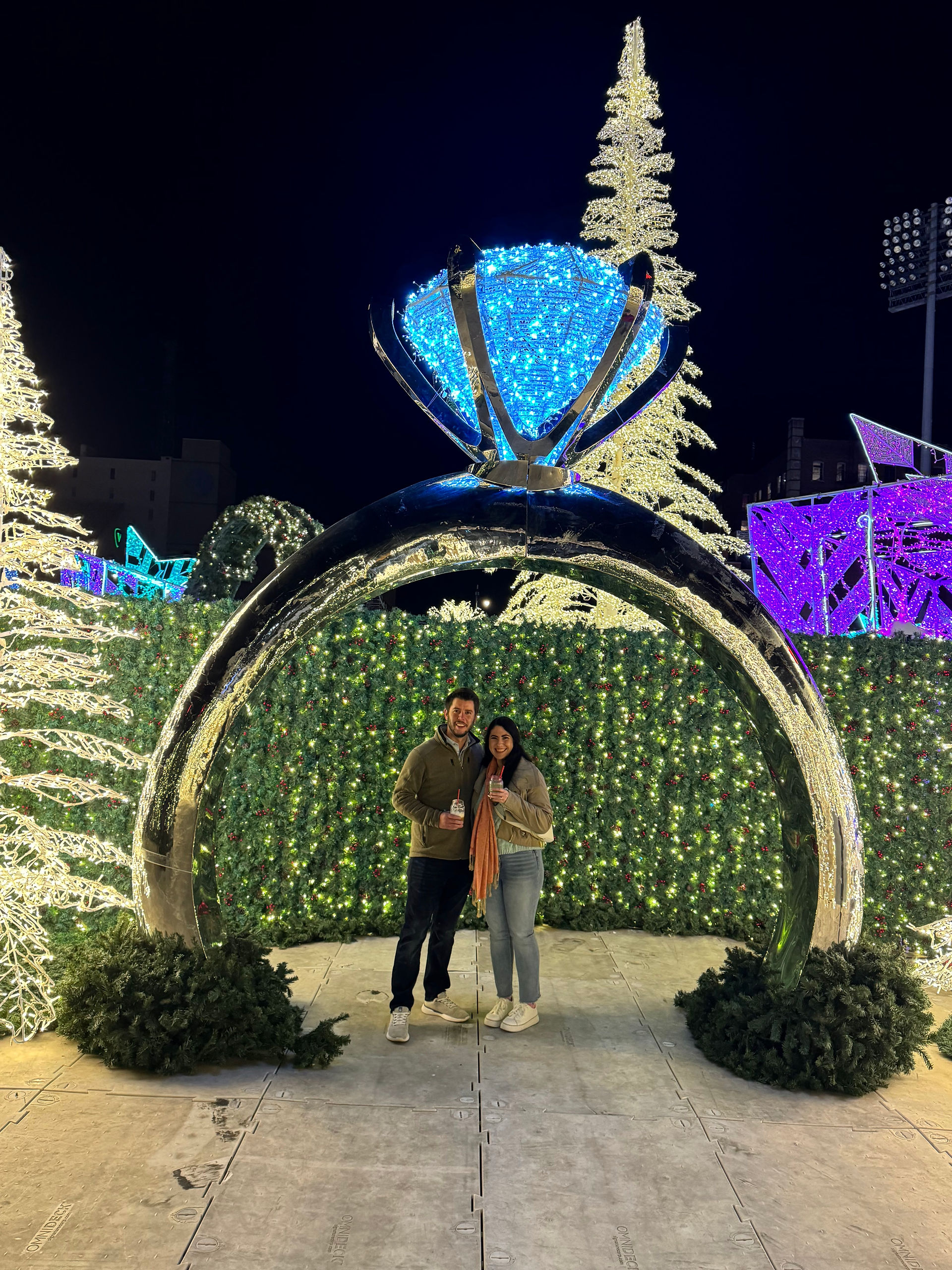 Christmas lights at Deck the Diamond in AutoZone Park, Memphis