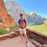 A man hiking Angels Landing Trail