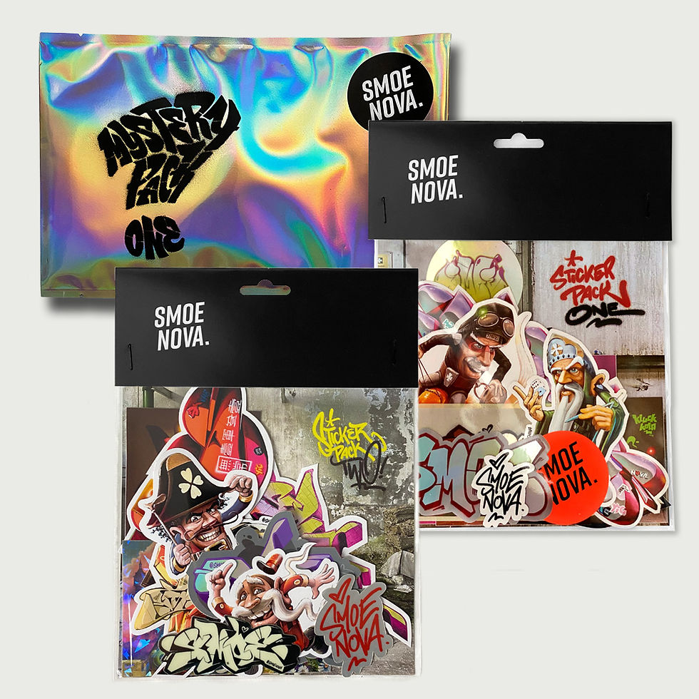 Thumbnail: Three sticker packs: One iridescent, two with various designs