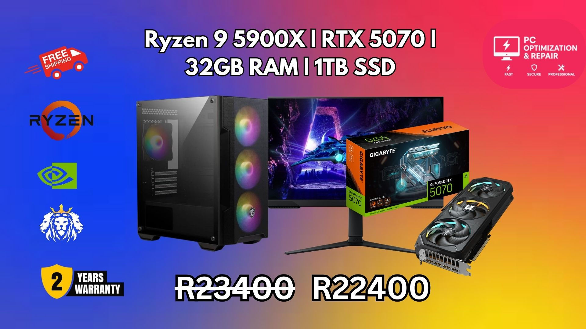 Ryzen 9 5900X | RTX 5070 |  32GB RAM | 1TB SSD