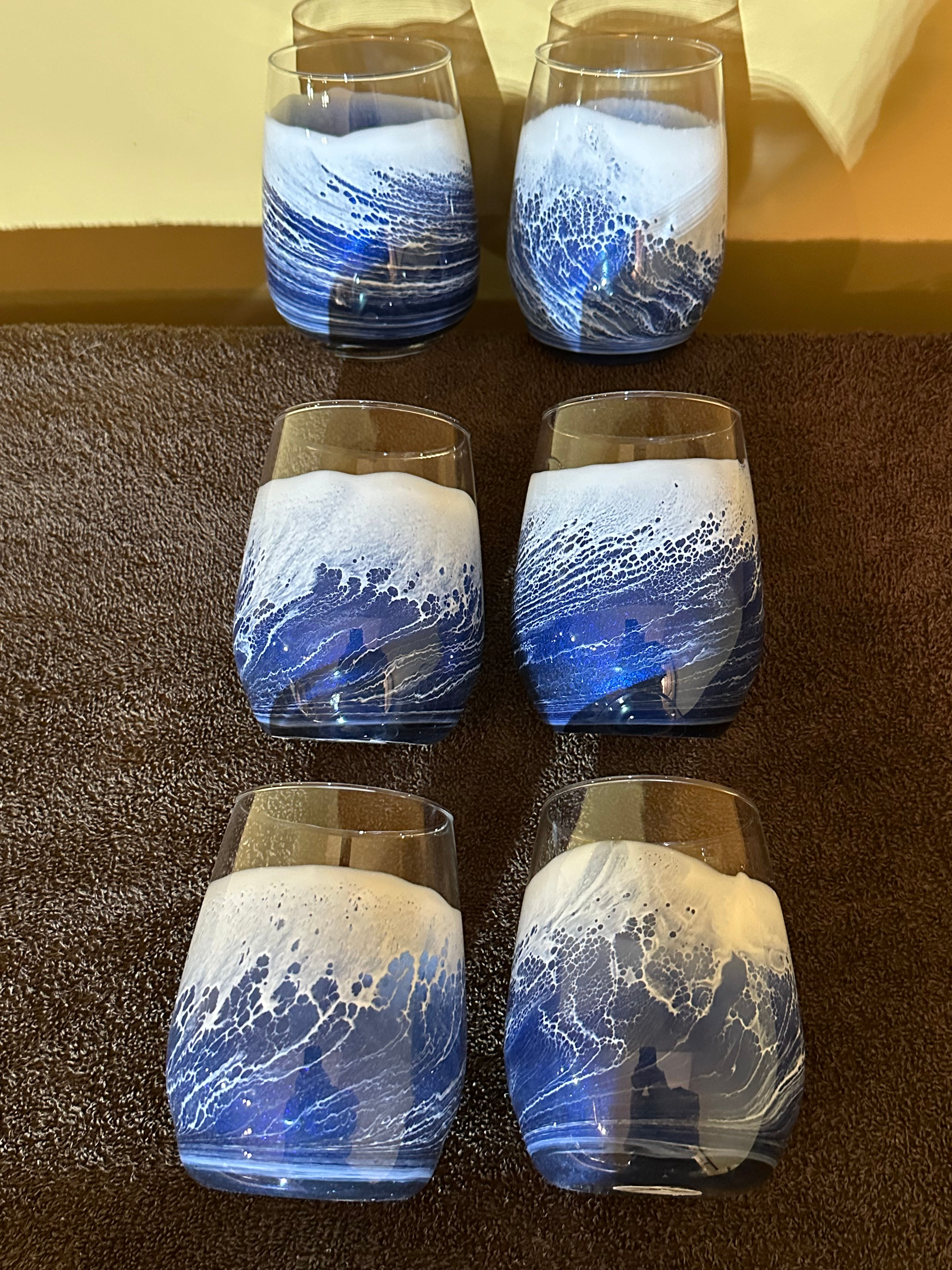 Ocean wave glass tumblers