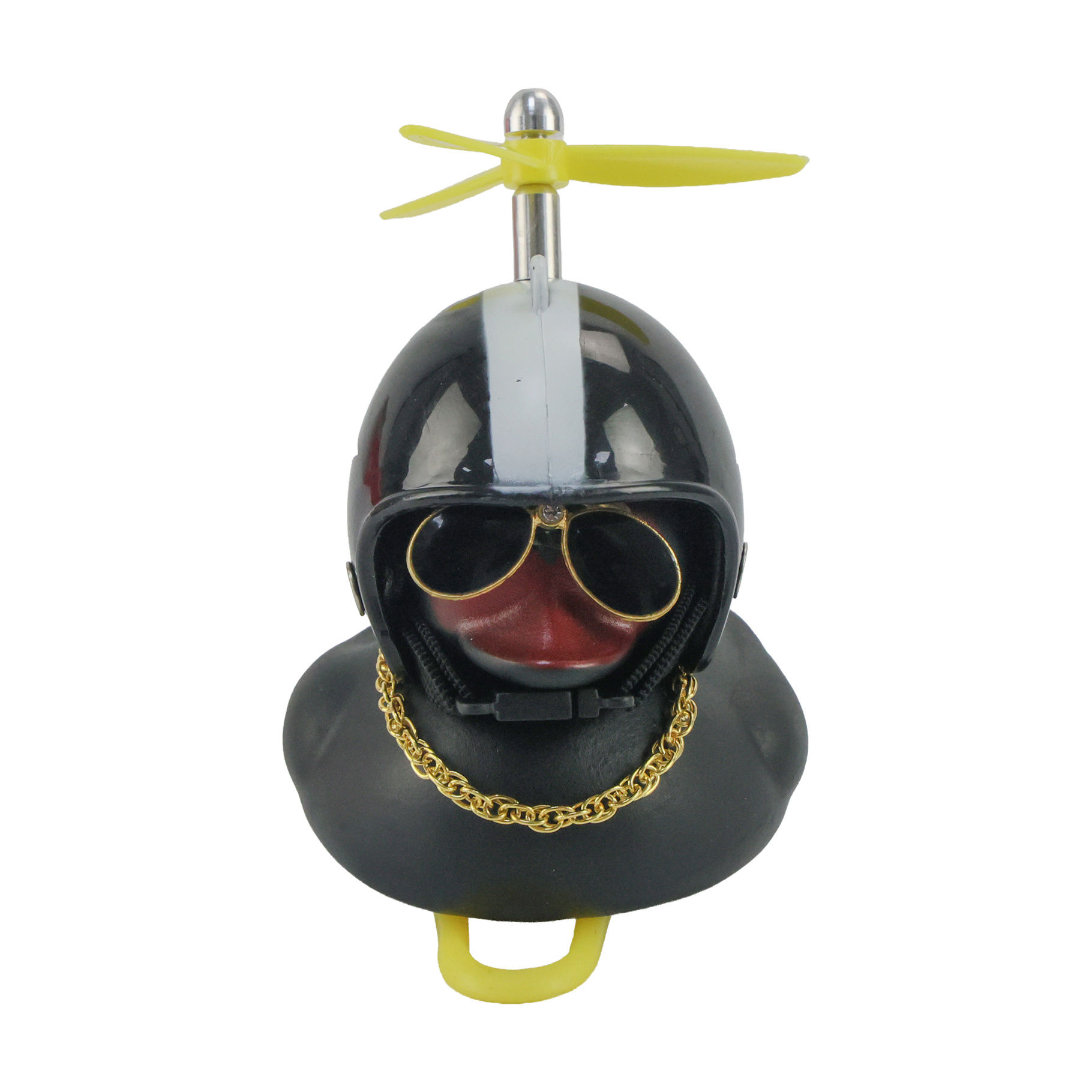 PATO DECORATIVO NEGRO CON CASCO MODELO 7 RODA