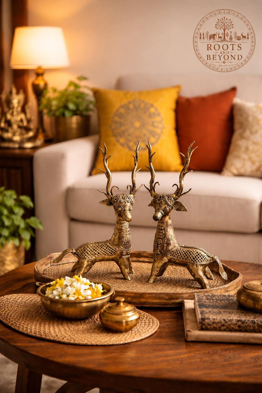 Handcrafted Dokra Deer Figurines Tribal Metal Art Set (Pair)