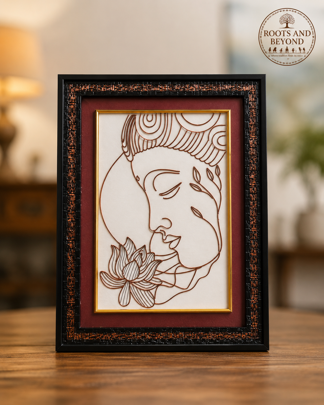 Serenity Buddha Lotus Handcrafted Copper Art Frame