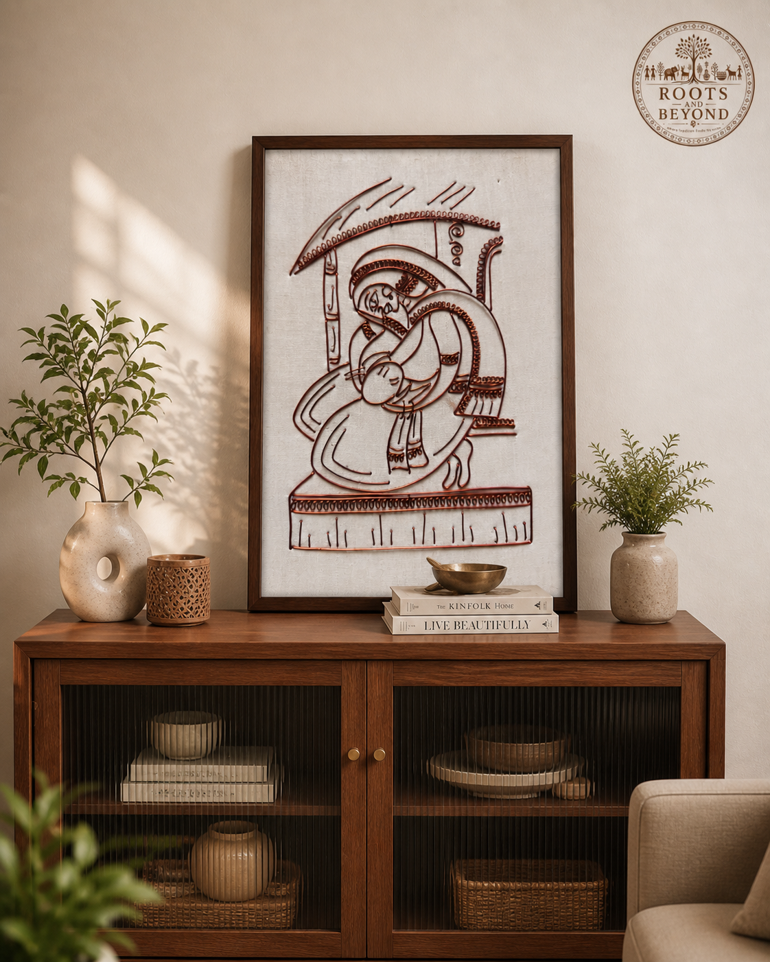 Bond of Love Tribal Mother and Child Copper Art Frame