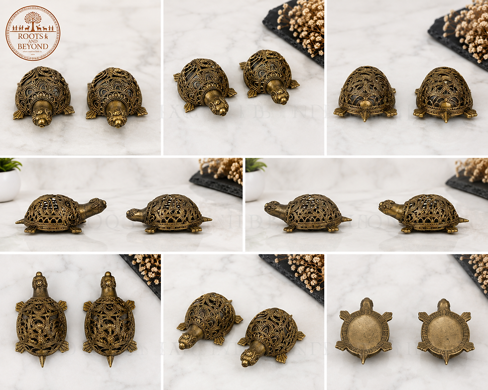 Thumbnail: Handcrafted Dokra Tortoise Showpiece Set of Two