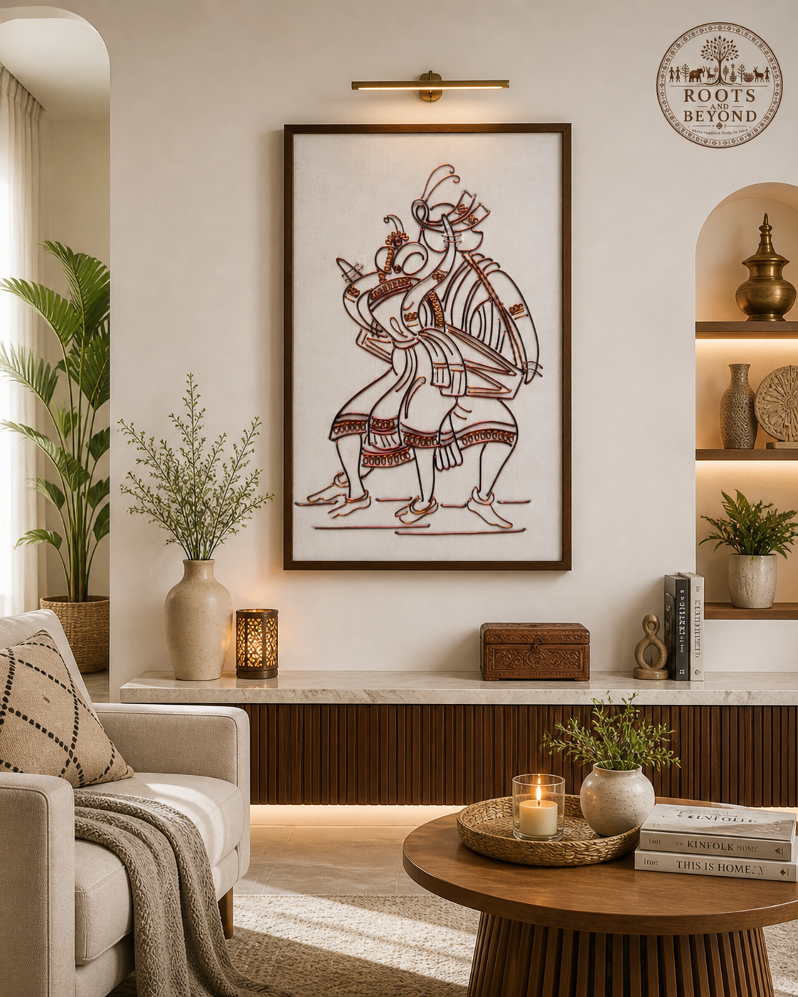 Nritya Bandhan Handcrafted Folk Couple Copper Wire Art Frame