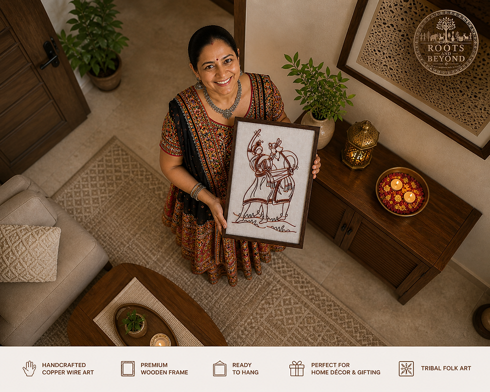 Thumbnail: Folk Tribal Dance Handcrafted Copper Art Frame