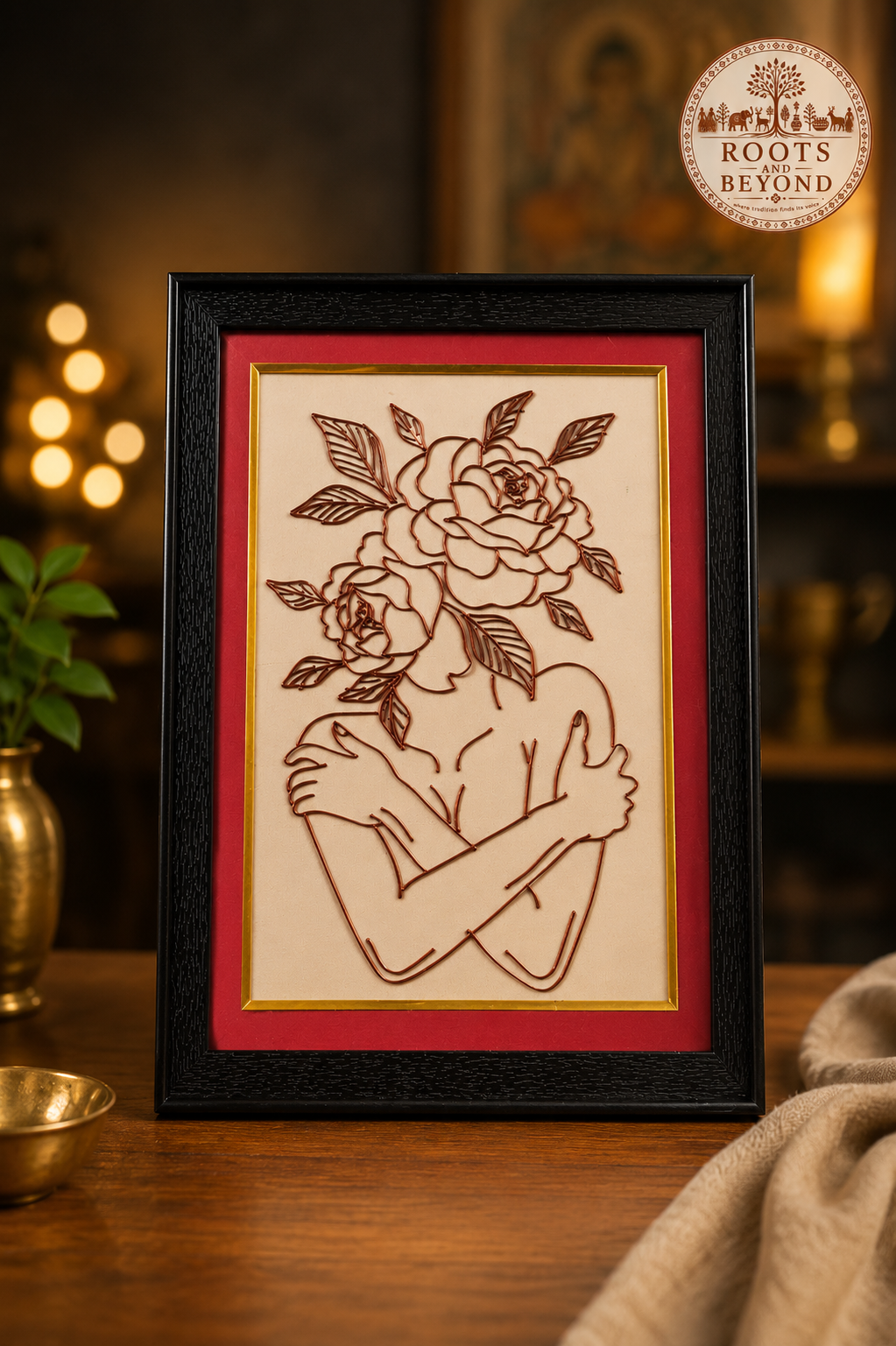 Blooming Grace Feminine Handcrafted Copper Art Frame