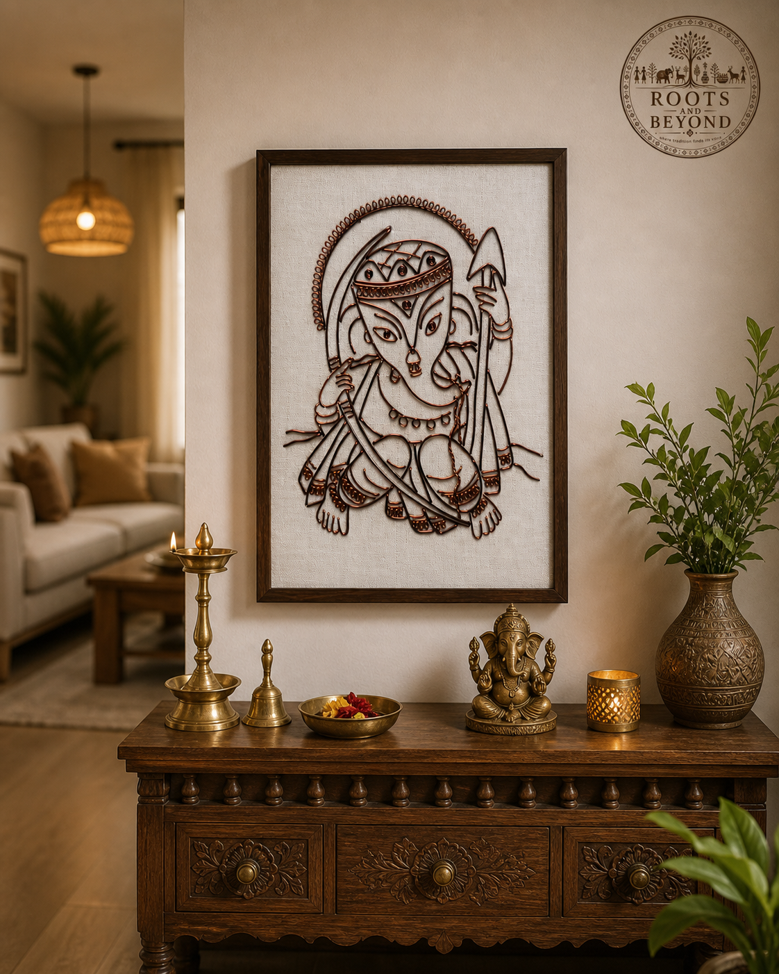 Sacred Ganesha Handcrafted Copper Art Frame