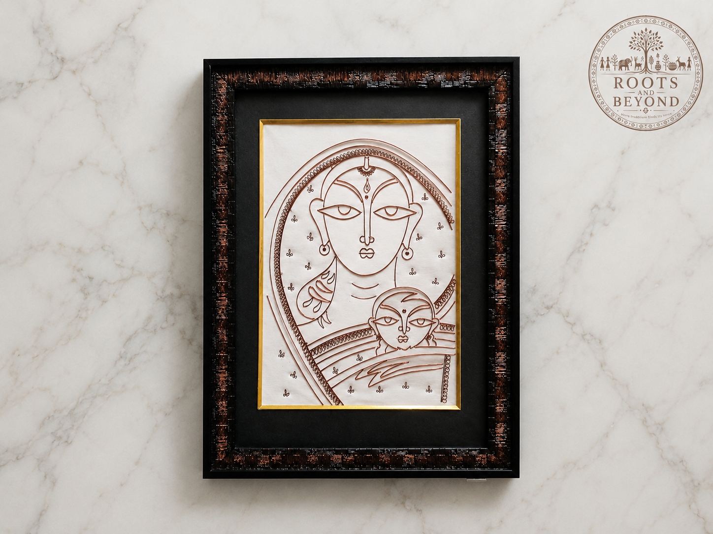 Mother and Child Handcrafted Copper Art Frame