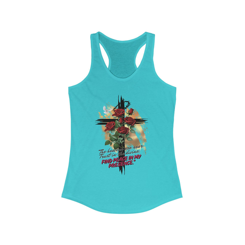 Thumbnail: "The Heavens Are Near - Trust In the Divine" Racerback Tank