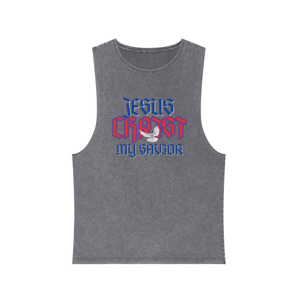 Thumbnail: "Jesus Christ, My Savior" Unisex Stonewash Tank Top