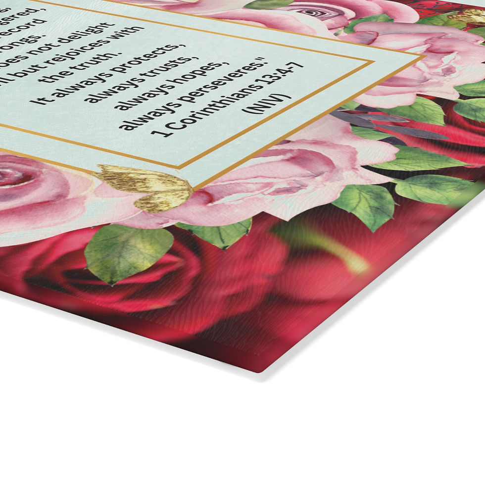 Thumbnail: "Love Is Patient, Love Is Kind" Glass Cutting Board