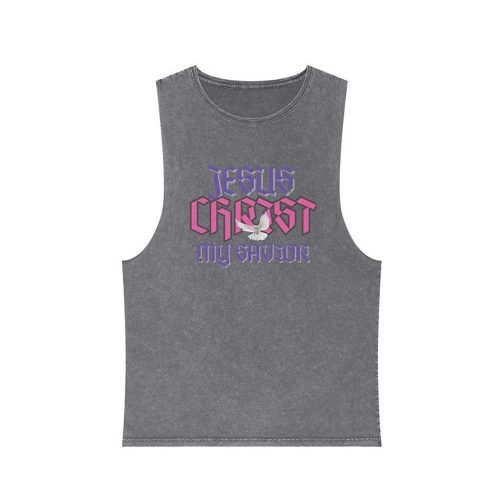 Thumbnail: "Jesus Christ, My Savior" Unisex Stonewash Tank Top