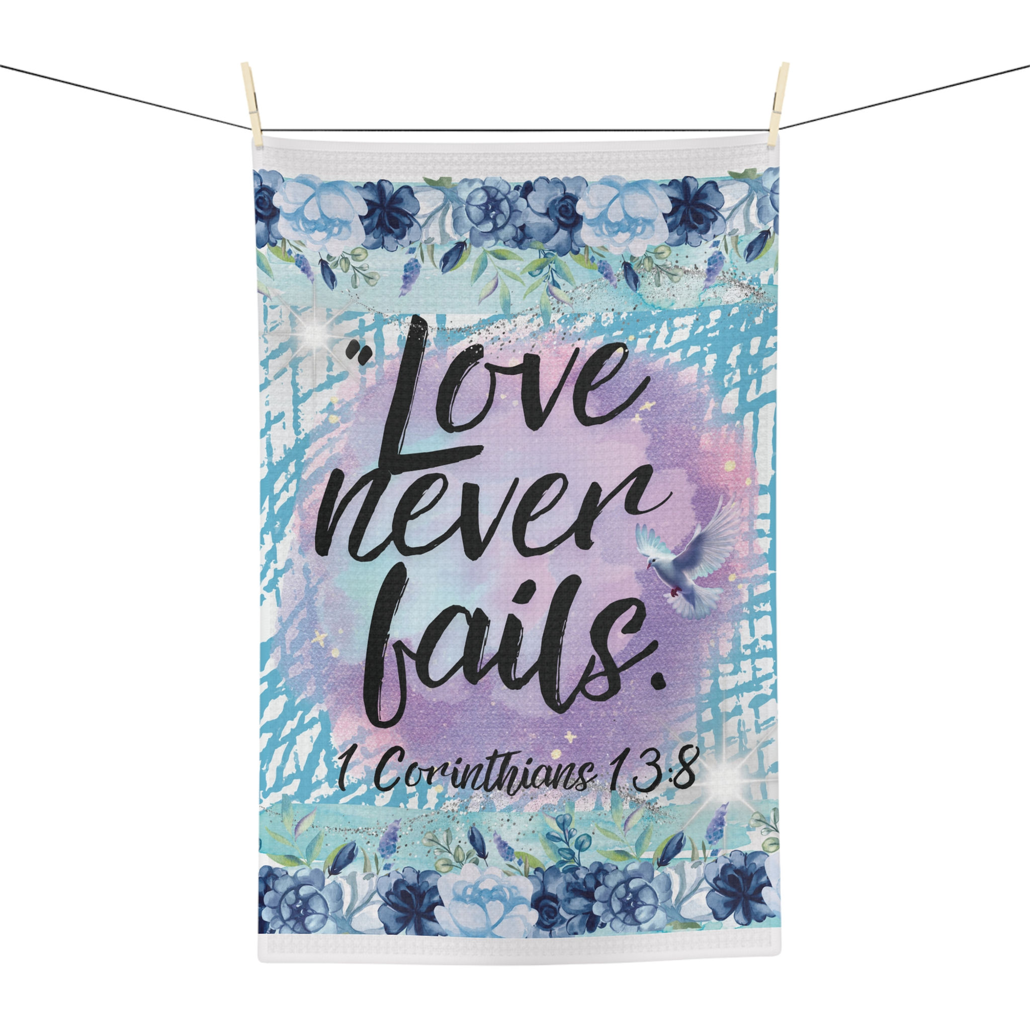 "Love Never Fails" Microfiber Tea Towel
