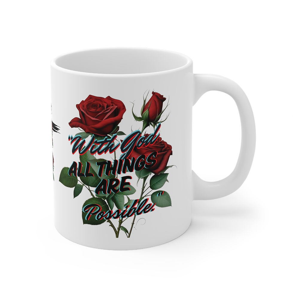 Thumbnail: "With God All Things Are Possible" White Ceramic Mug, 11oz