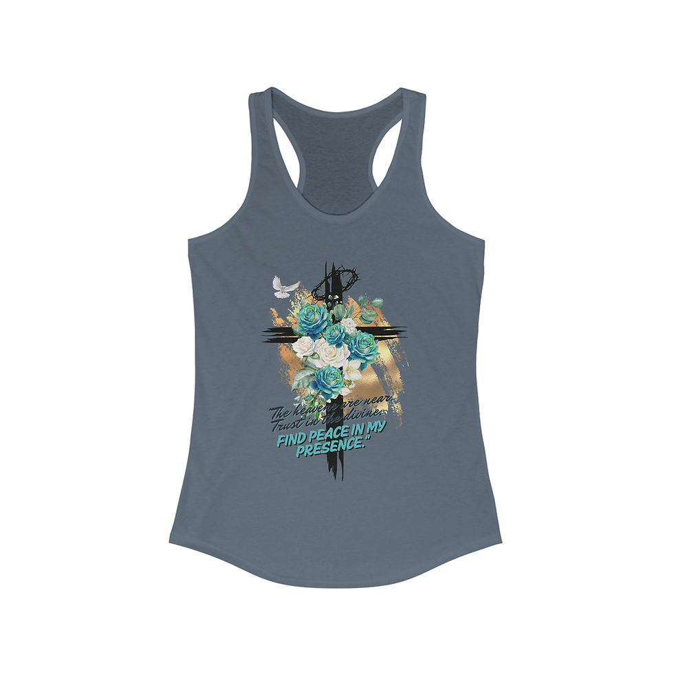 Thumbnail: "The Heavens Are Near - Trust In the Divine" Racerback Tank